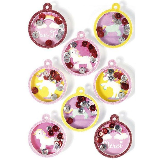 8 stickers 3d - boules licorne 4,5 cm