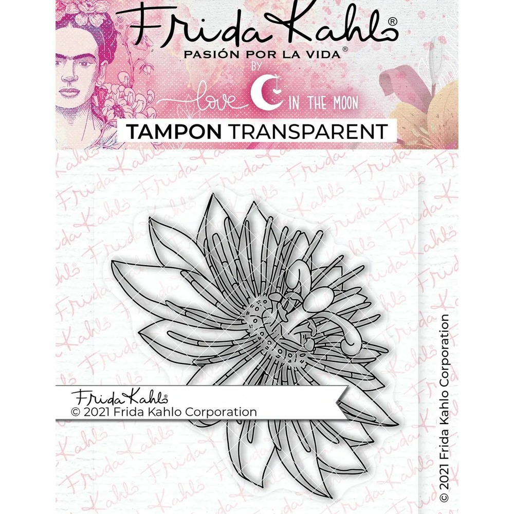Tampon transparent - fleur passiflore 3 - 9,5 x 6,5 cm