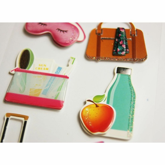 Autocollants en relief à paillettes - voyageuse