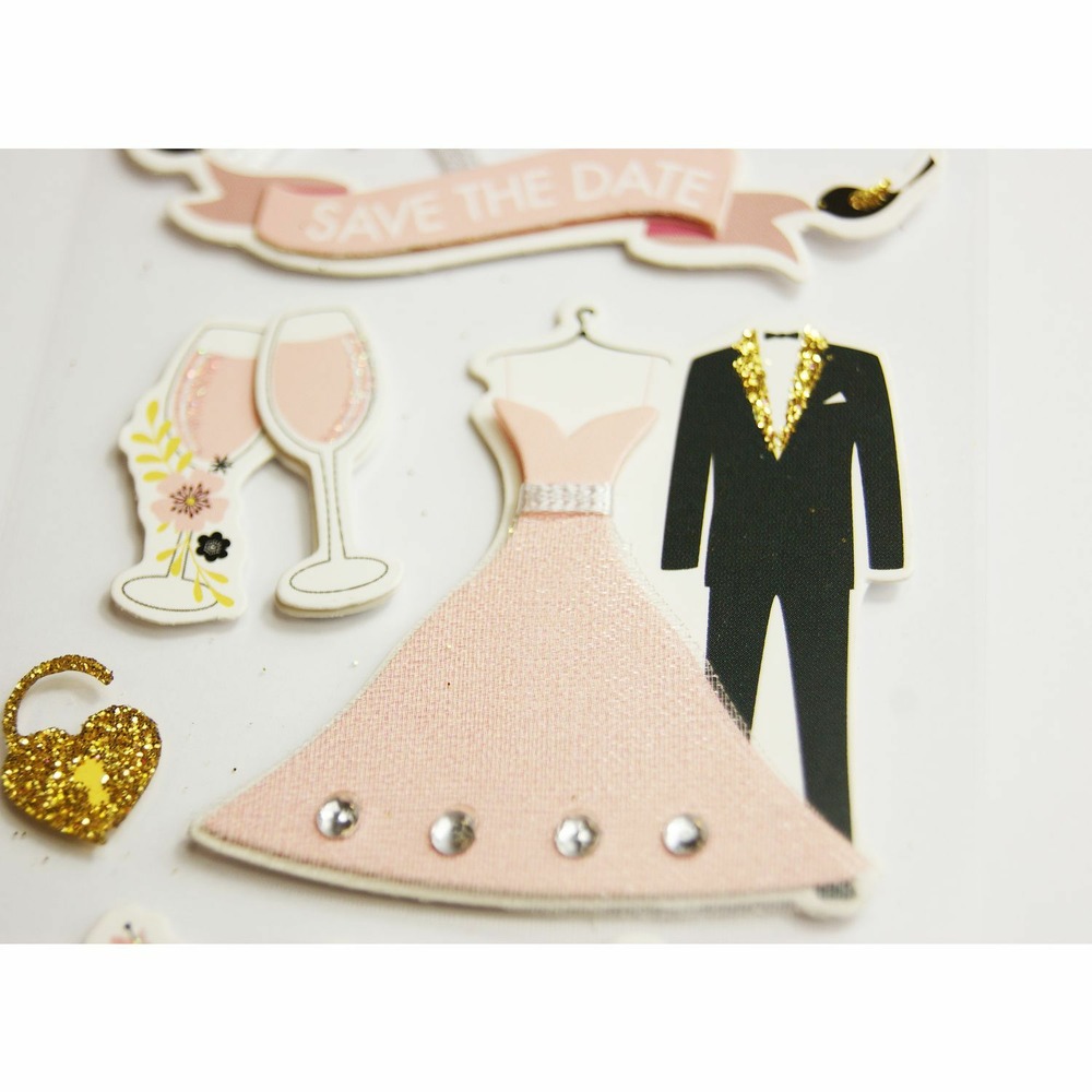 Autocollants en relief à paillettes - marions-nous !