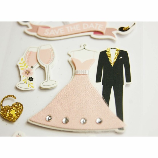 Autocollants en relief à paillettes - marions-nous !