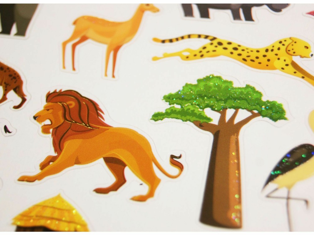 Autocollants - animaux de la savane - dorures