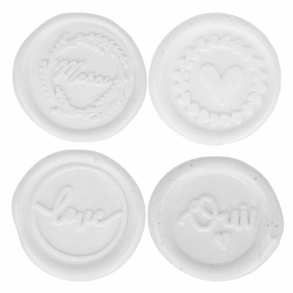 35 sceaux de cire à coller blancs - oui-love-coeur-merci