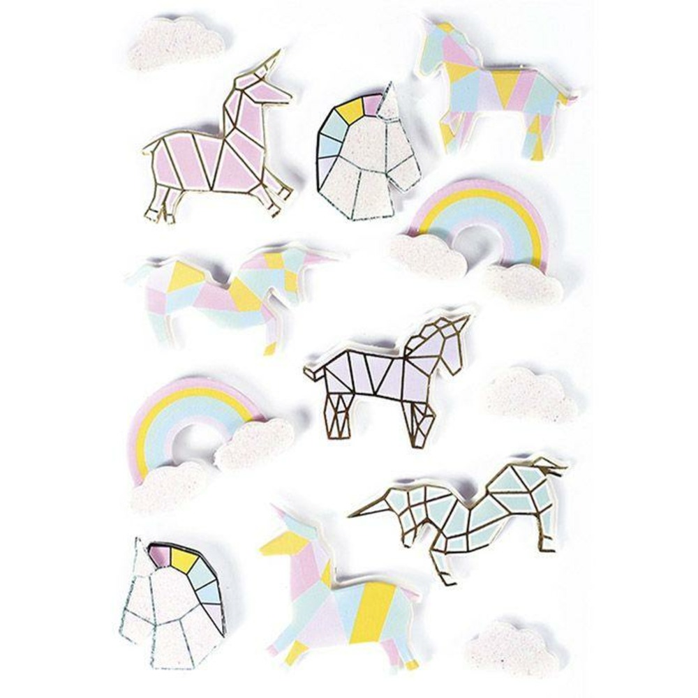 13 stickers 3d - licornes 5 cm