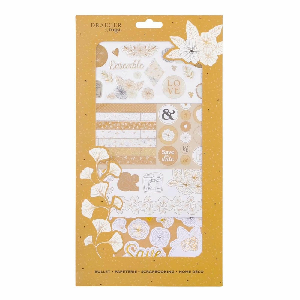 Kit décoration rose/doré pour scrapbooking