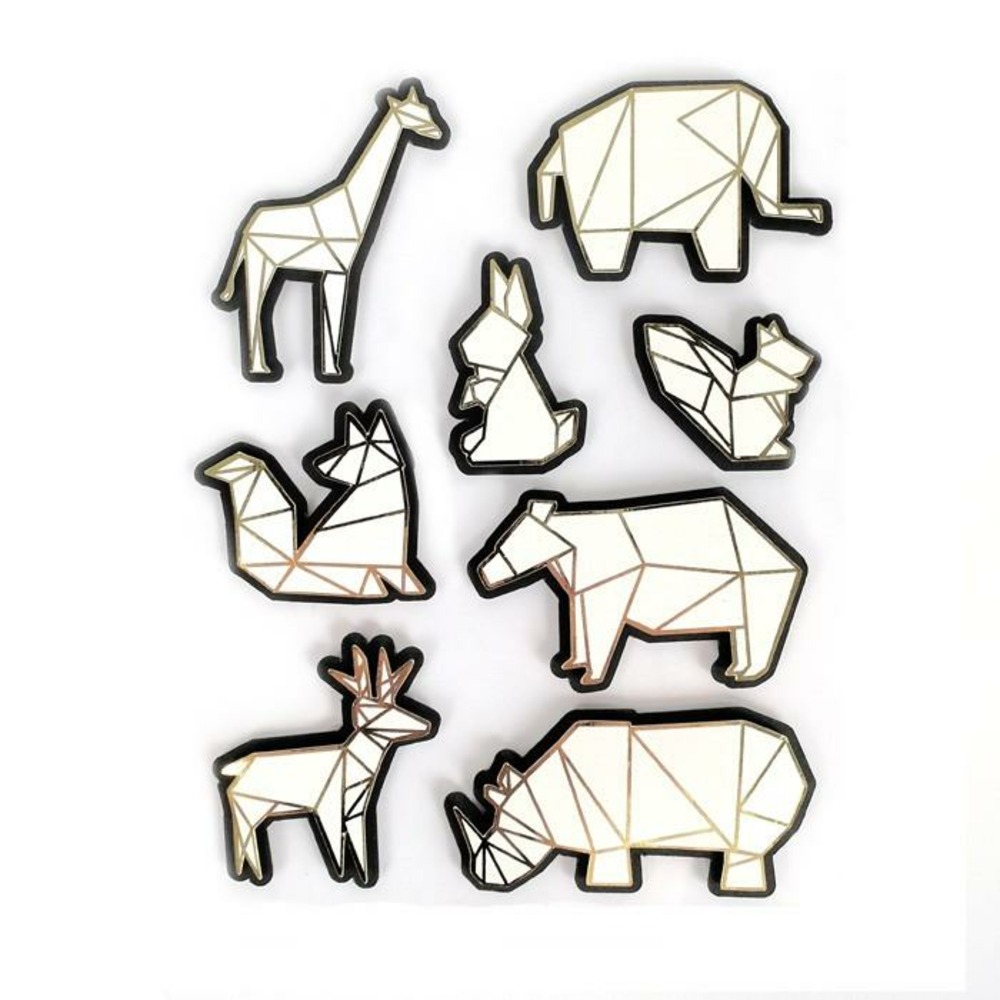 8 stickers 3d animaux du zoo 6 cm