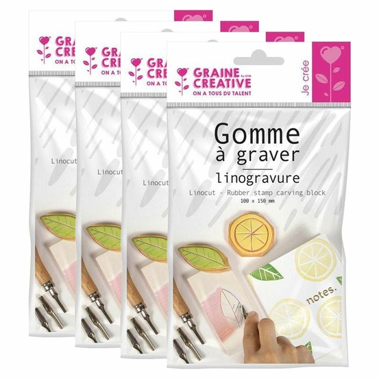 4 plaques de gomme à graver pour linogravure 15 x 10 cm