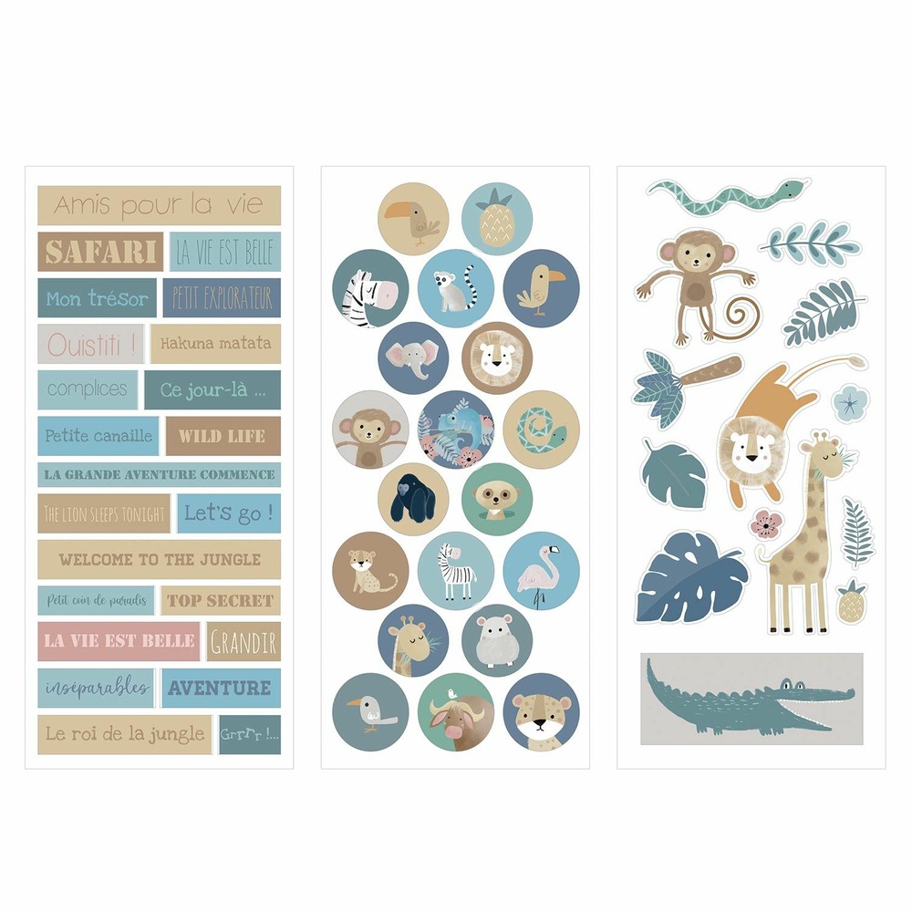 3 plaquettes de stickers safari