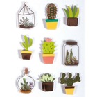 9 stickers 3d cactus & botanique 4 cm