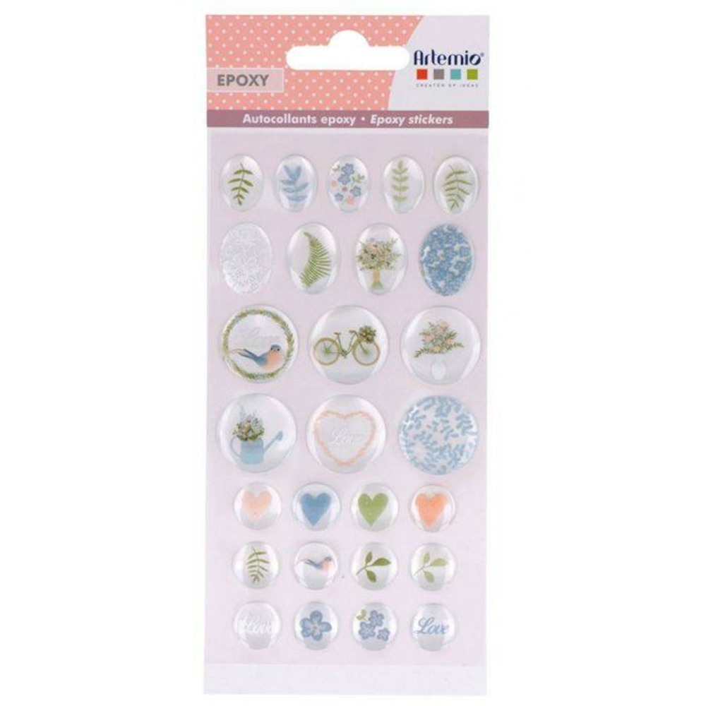 27 autocollants epoxy - love story