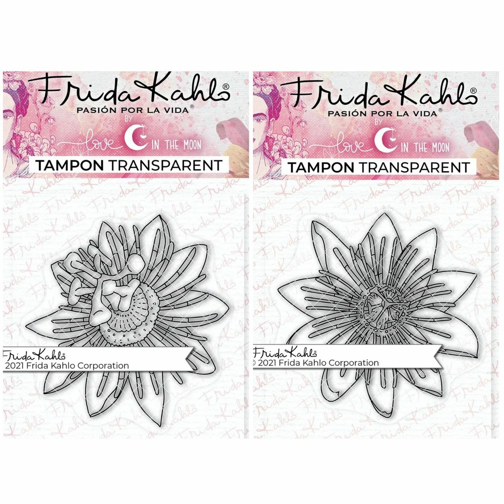 2 tampons transparents - passiflore 1 + passiflore 2 - 9,5 x 6,5 cm
