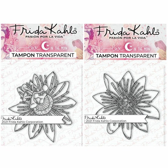 2 tampons transparents - passiflore 1 + passiflore 2 - 9,5 x 6,5 cm