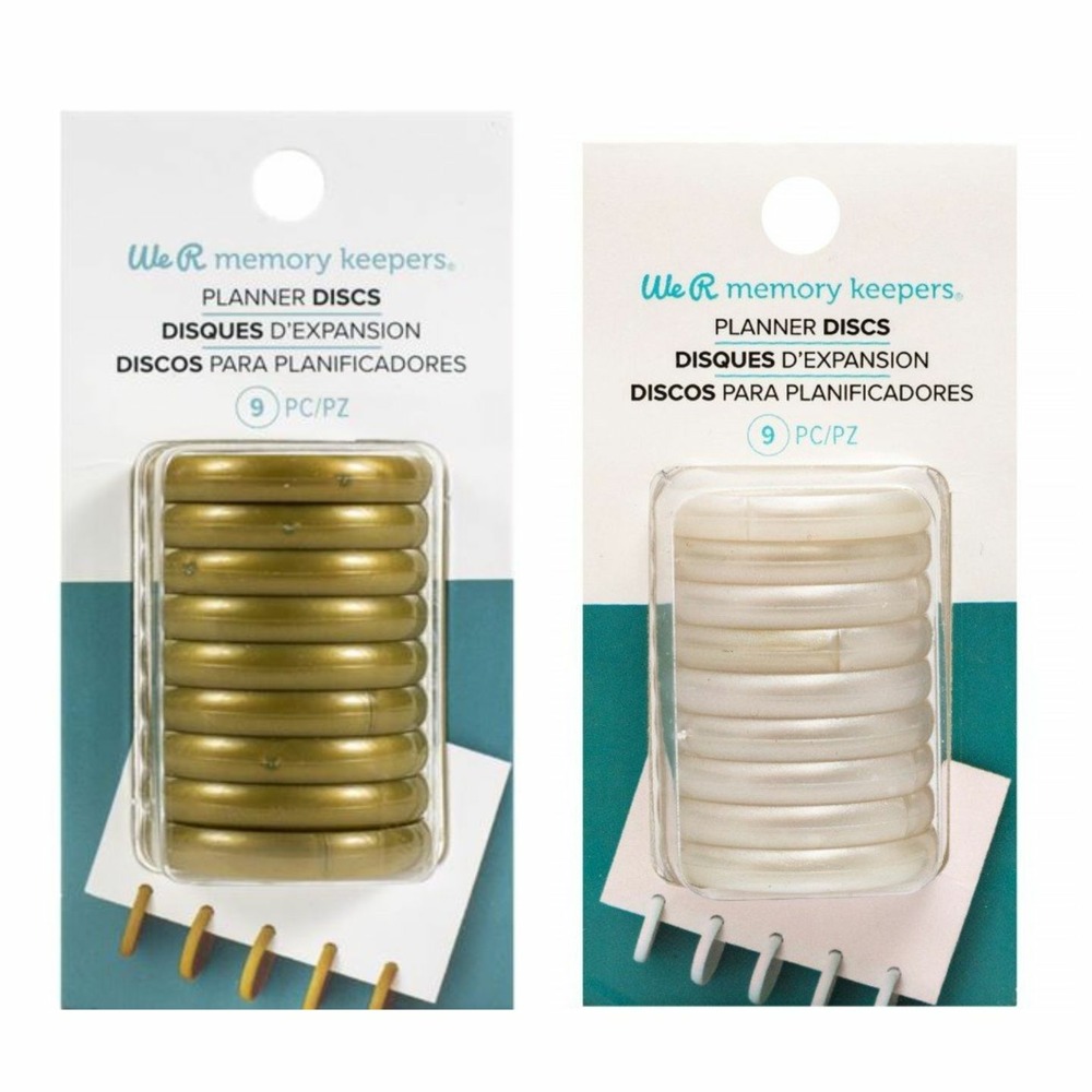 18 disques de reliure - blanc + or