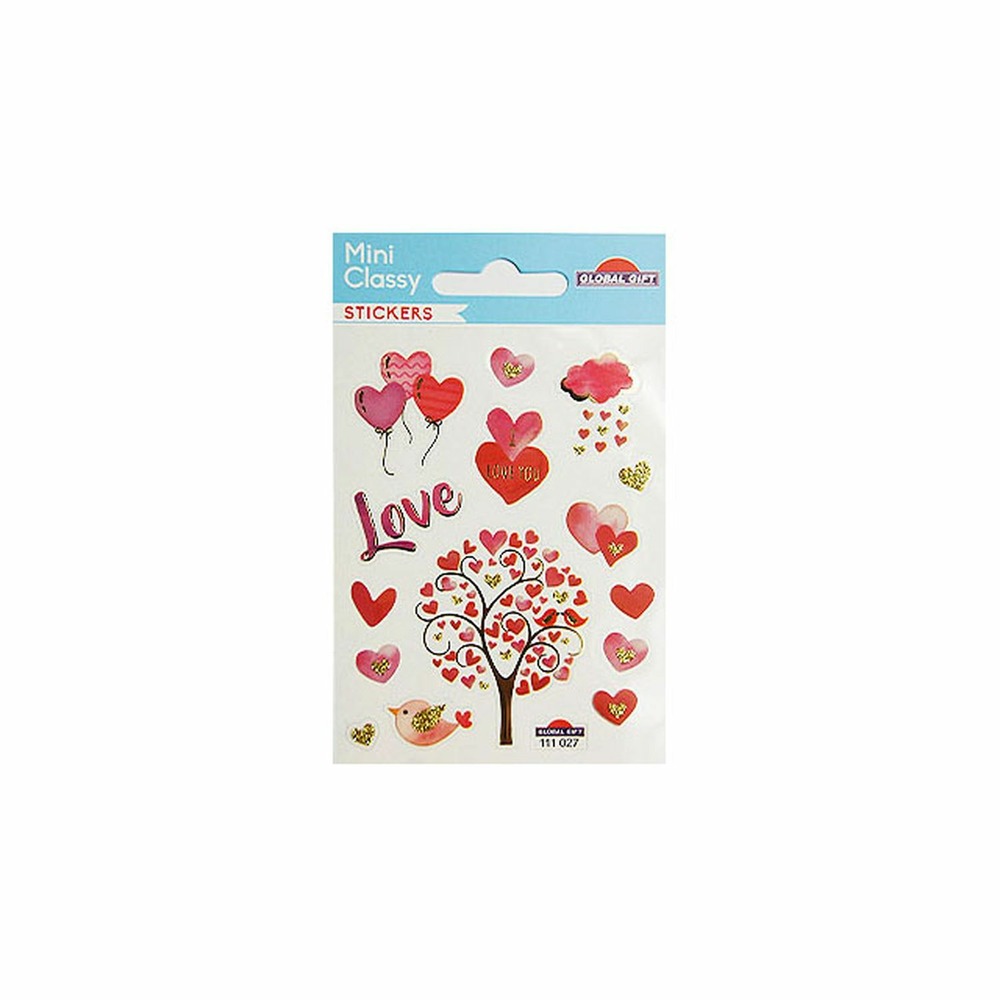 Stickers coeurs - paillettes - 7,5 x 10 cm
