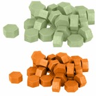 Perles de cire hexagonales - vert clair + orange
