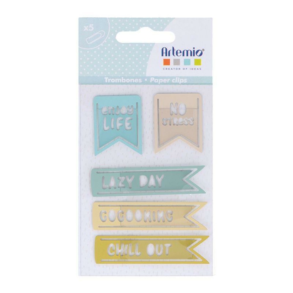 5 marque-pages en métal jaune