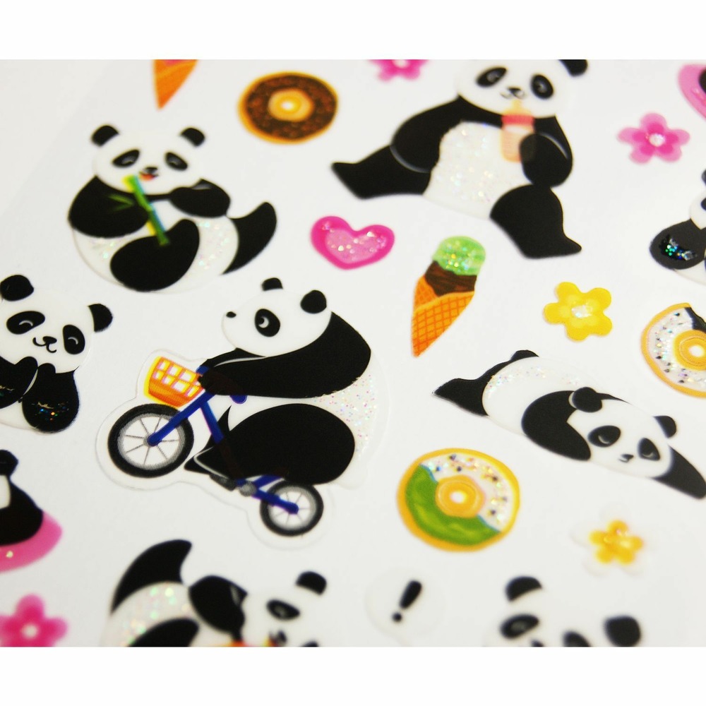 Autocollants - pandas - paillettes - 1,8 cm