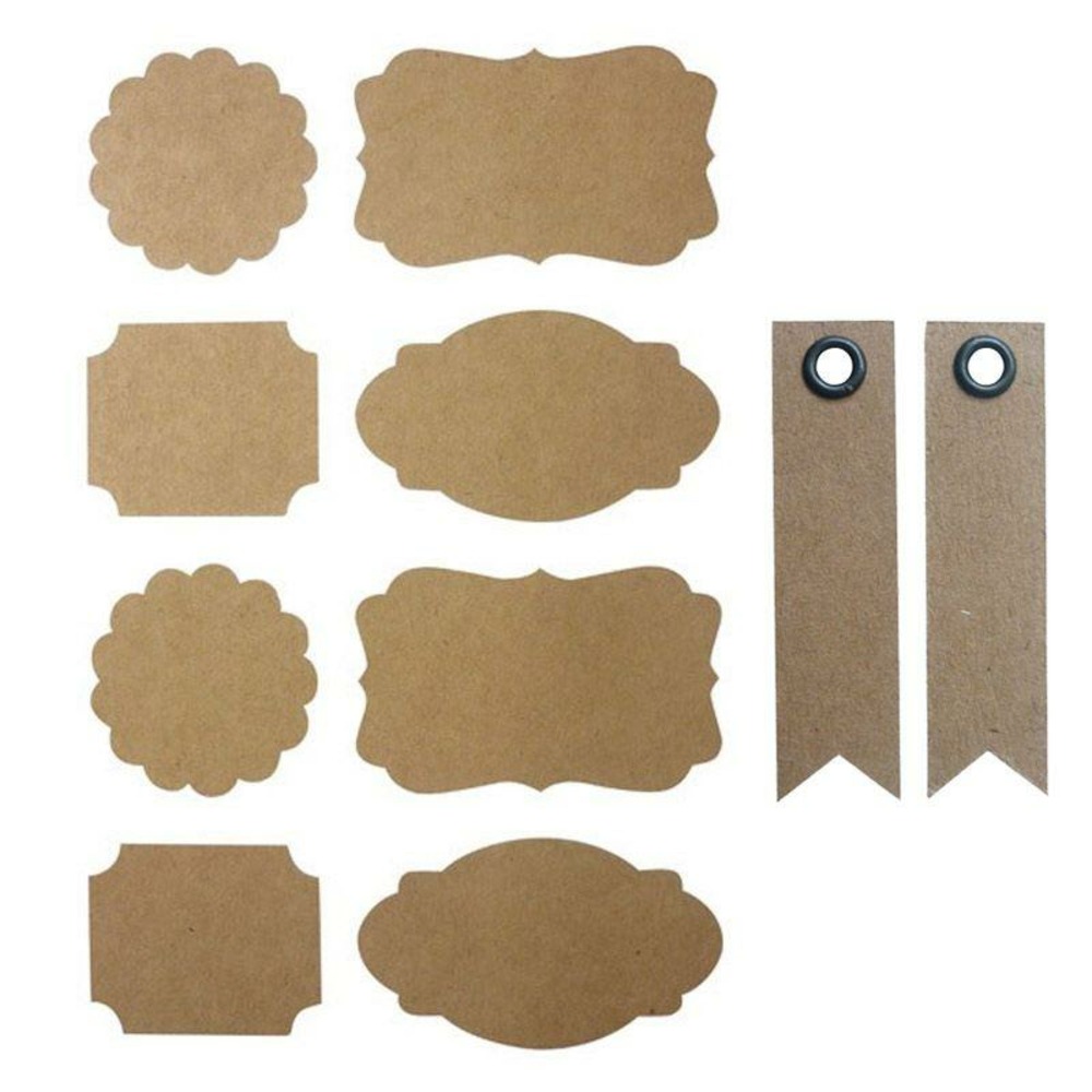 32 stickers kraft baroques + 20 étiquettes kraft fanion