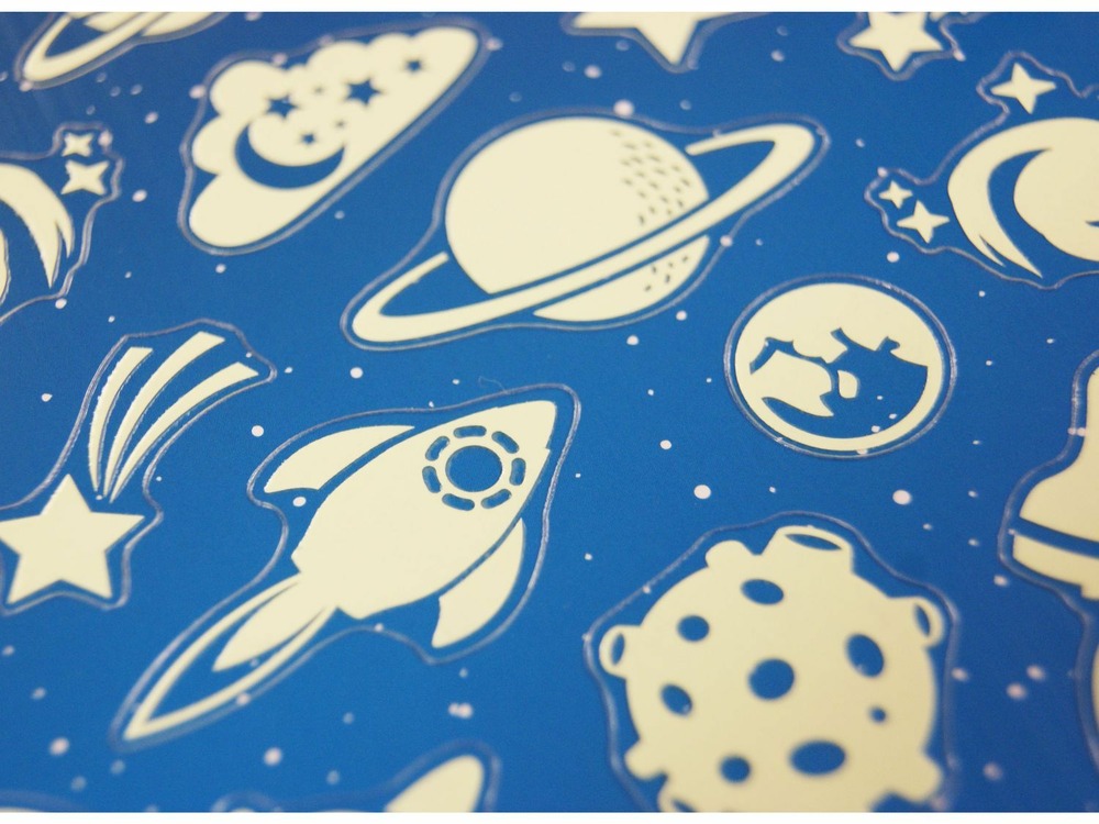 Autocollants phosphorescents - silhouettes d'astronautes et fusées