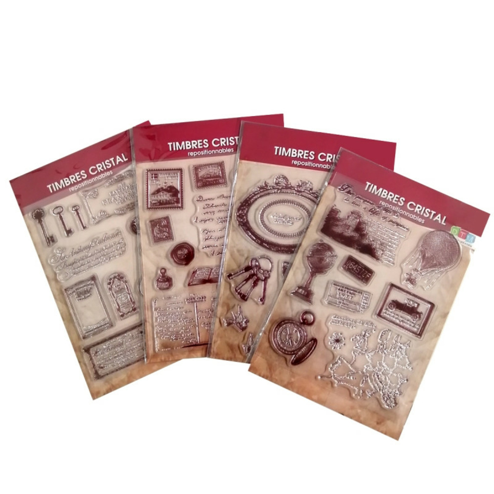 44 tampons transparents - thème vintage