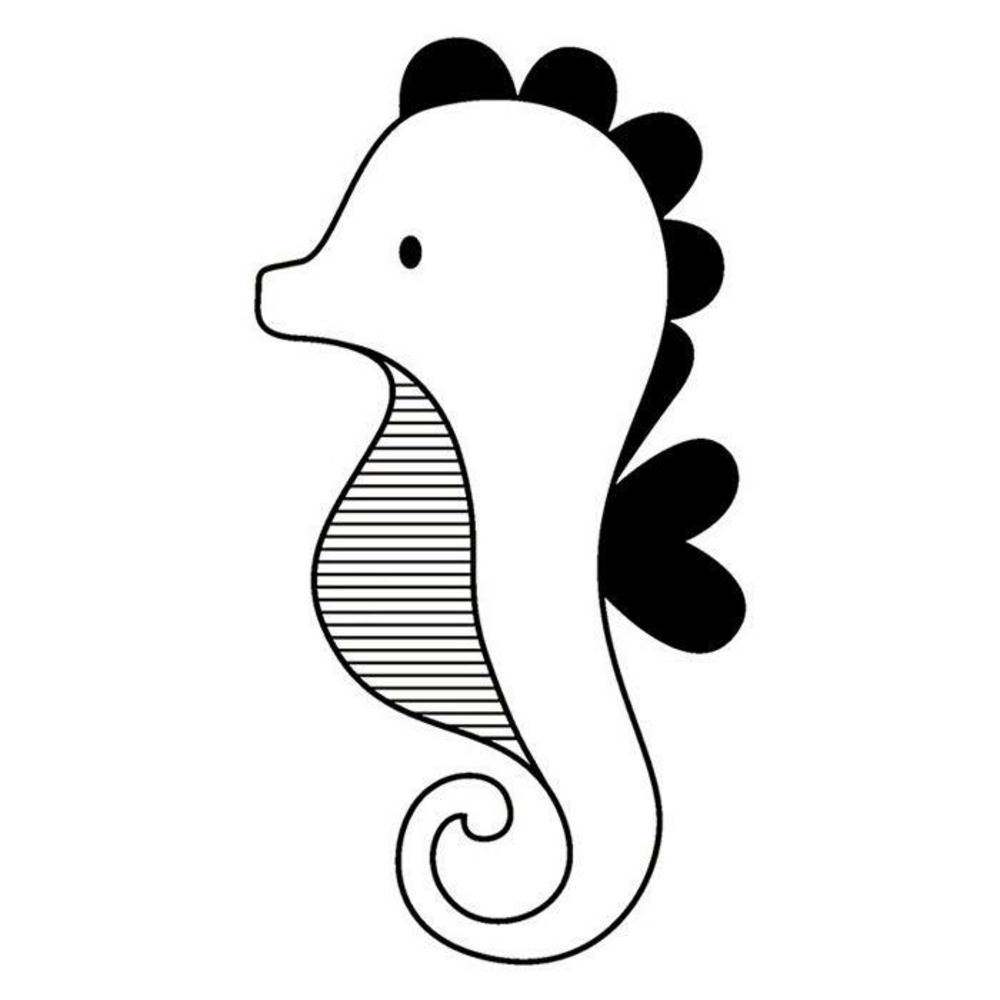 Tampon bois hippocampe 3,6 x 2,6 cm