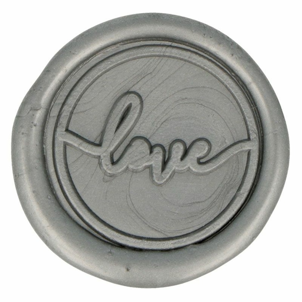 10 sceaux de cire à coller argentés love 25 mm