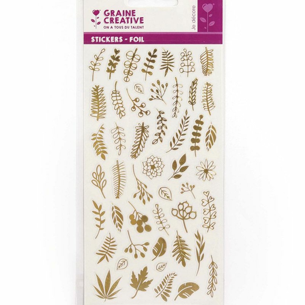 48 stickers feuillage dorés
