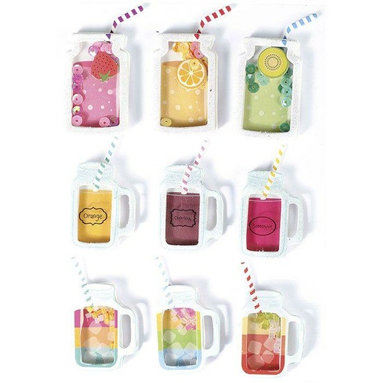 9 stickers 3d - boissons mason jars 5 cm