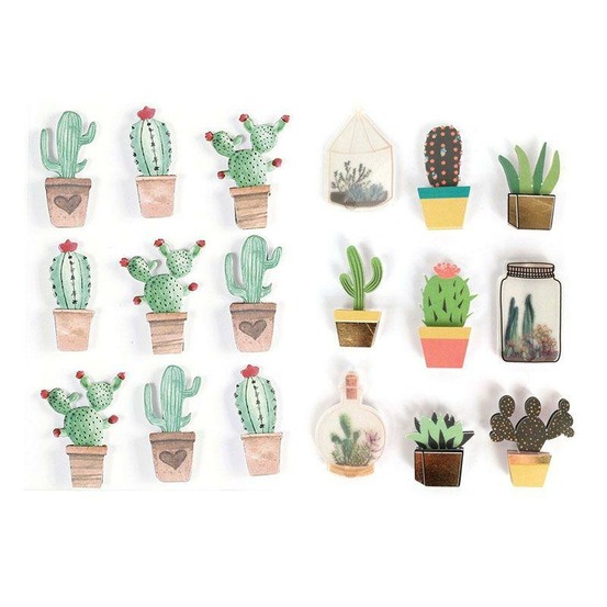 18 stickers 3d cactus