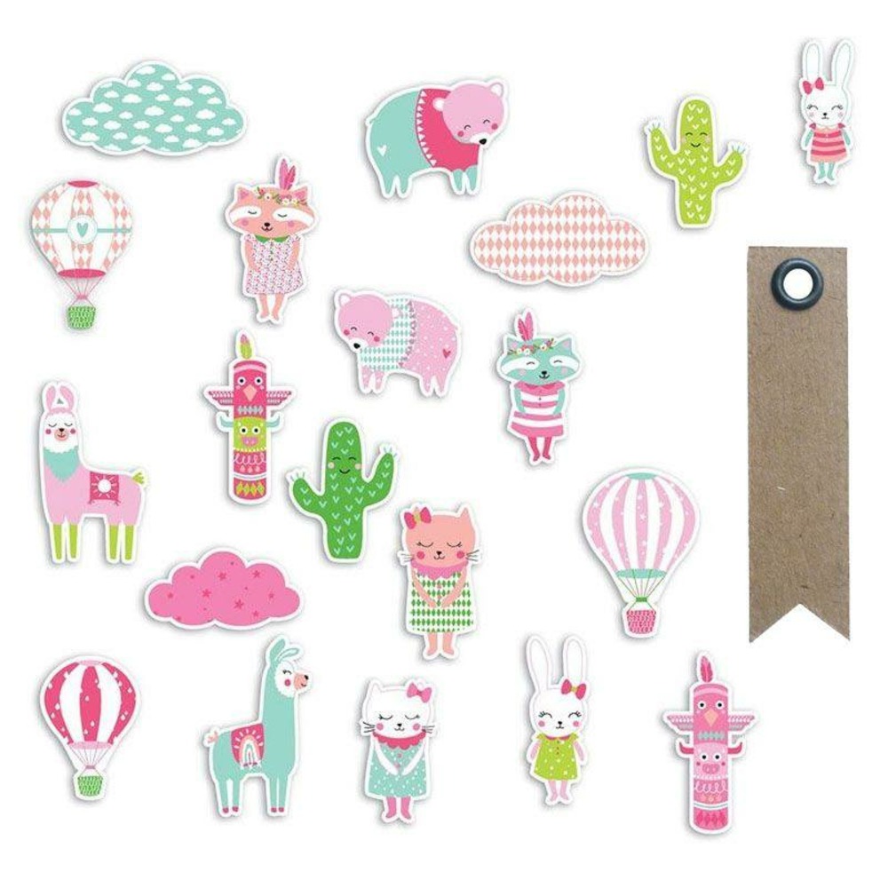 20 formes découpées joséphine + 20 étiquettes kraft fanion