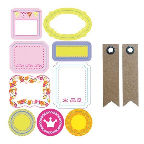 Etiquettes repositionnables roses + 20 étiquettes kraft fanion