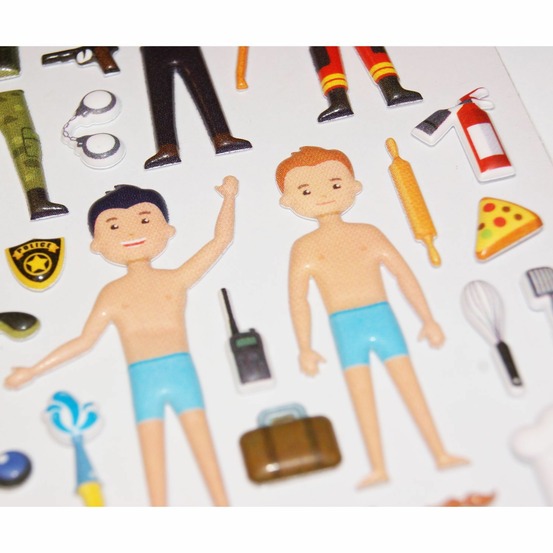 Autocollants réutilisables - relief 3d - découverte des métiers en uniforme