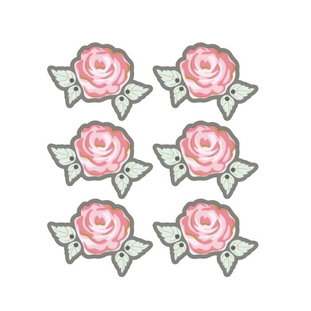 Autocollants 3d ø 4cm - rose sur fond gris