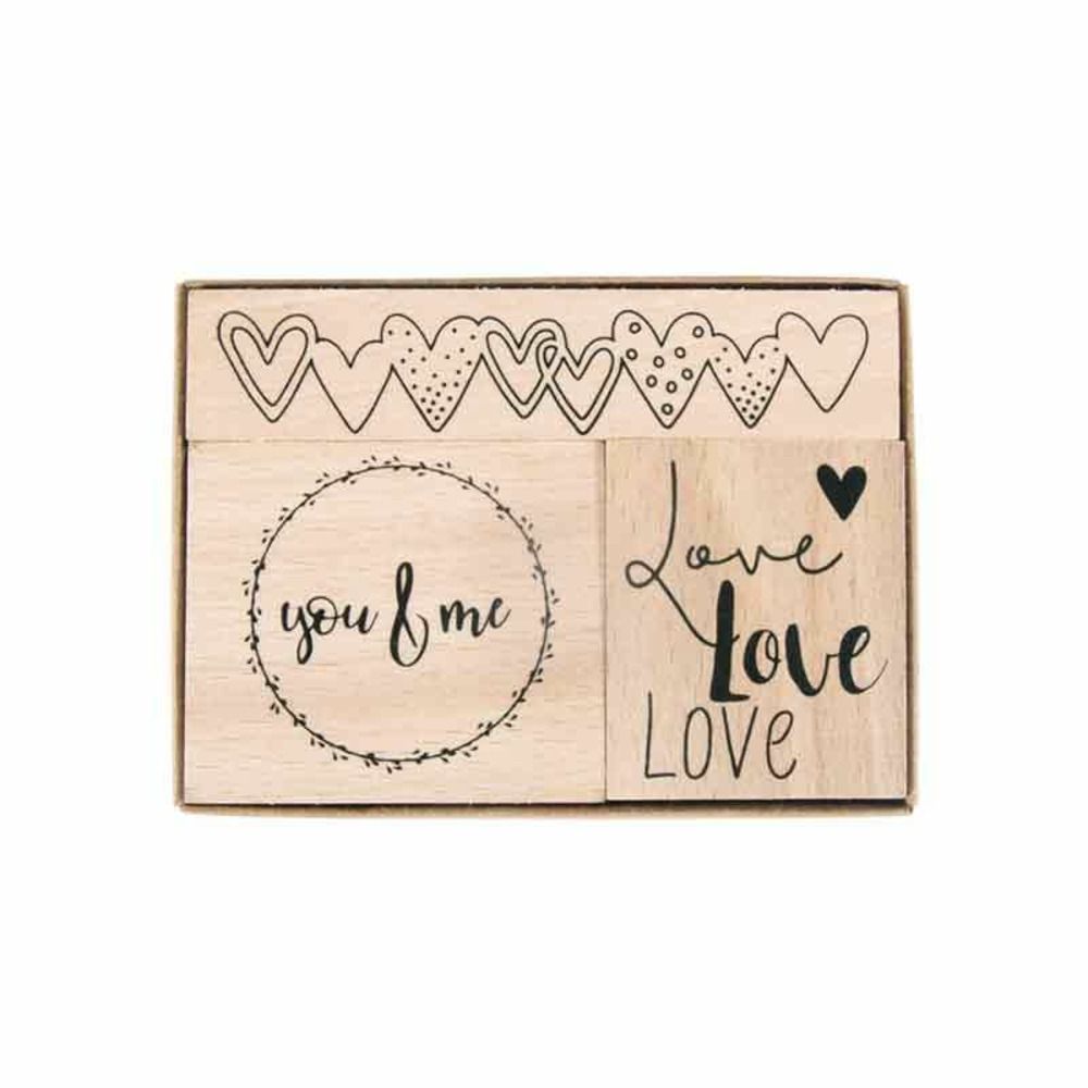 Kit de trois tampons en bois 'cher'