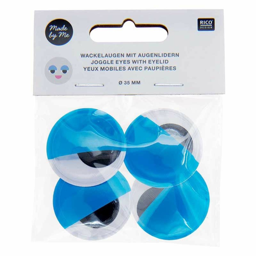 Yeux mobiles ø 35 mm - paupières bleues