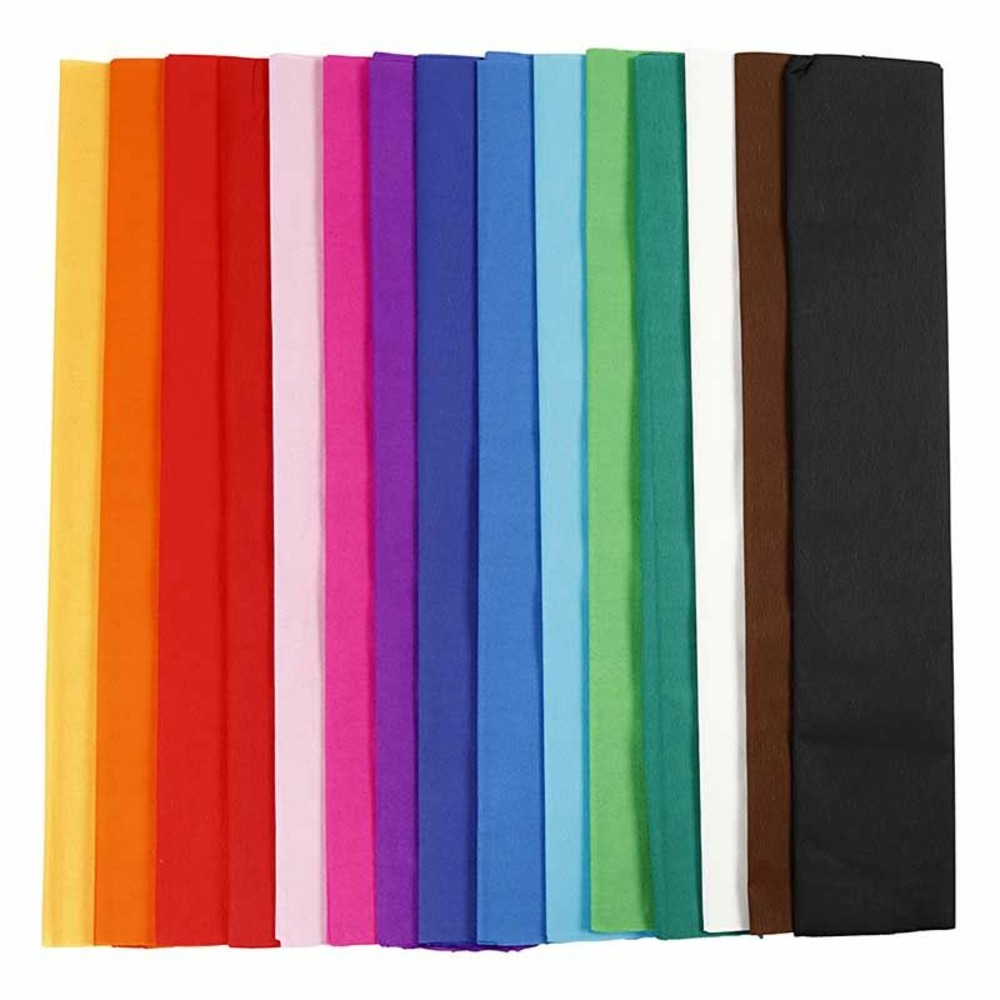 Papier crépon multicolore 2,5 m x 50 cm - 15 feuilles