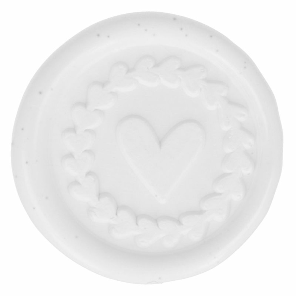 10 sceaux de cire à coller blancs coeur 25 mm