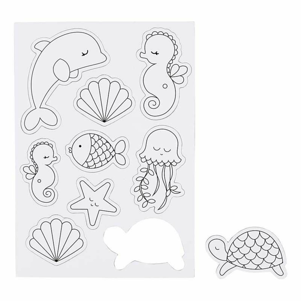 9 magnets blancs à décorer - monde marin