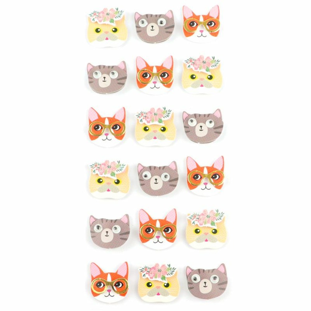 18 minis stickers 3d chats 2 cm