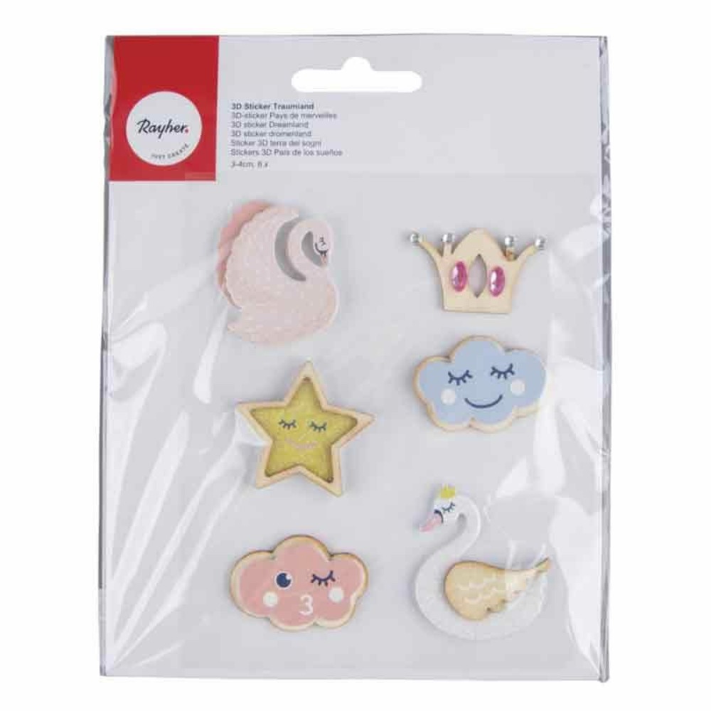 Autocollants 3d 4 x 3 cm - pays des merveilles