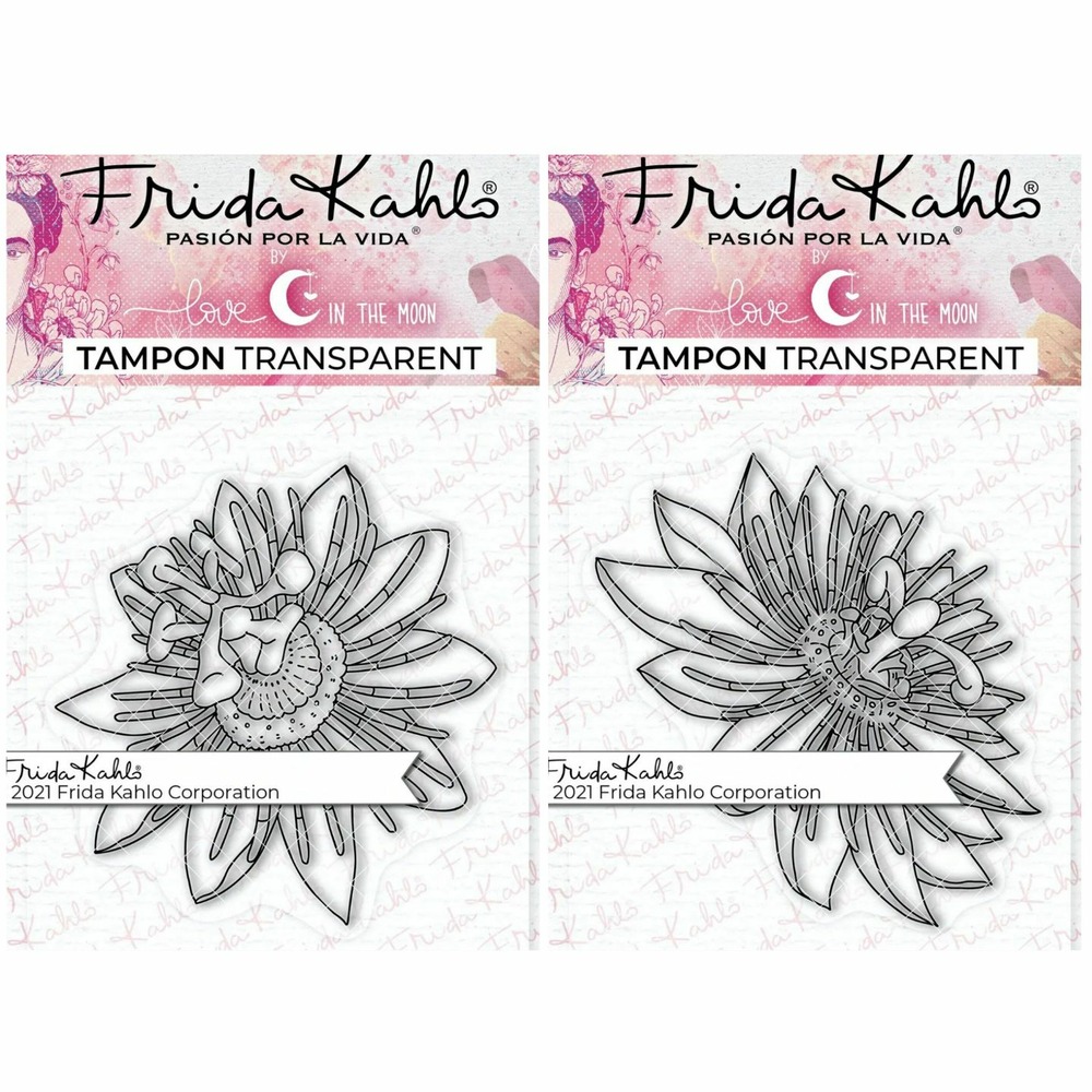 2 tampons transparents - passiflore 1 + passiflore 3 - 9,5 x 6,5 cm