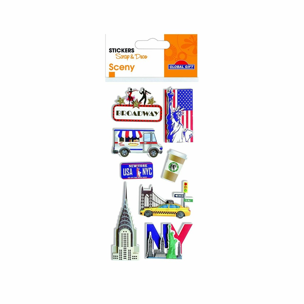 Autocollants en relief finitions argentées - voyage à new-york