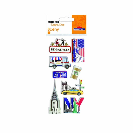 Autocollants en relief finitions argentées - voyage à new-york