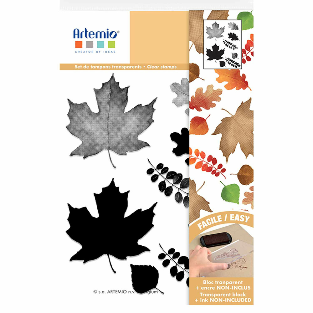 Tampons transparents - feuilles aquarelle