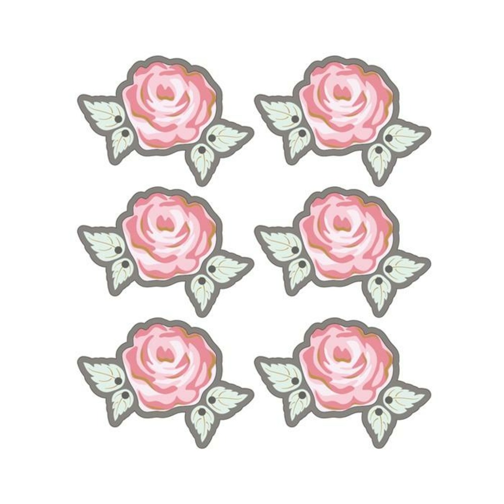 Autocollants 3d 4cm - rose romantique avec contour gris