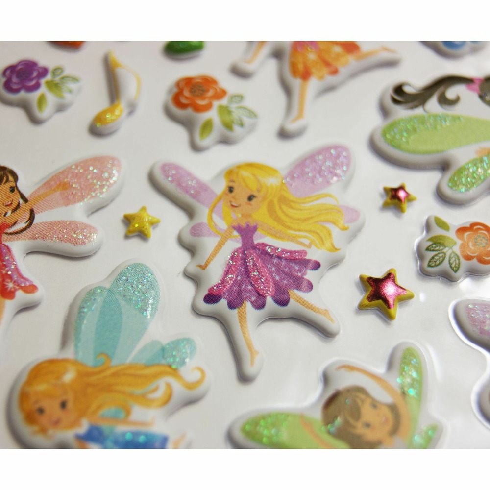 Autocollants réutilisables - relief 3d - fées - paillettes