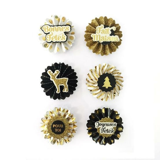 6 stickers 3d médaillons de noël 4 cm