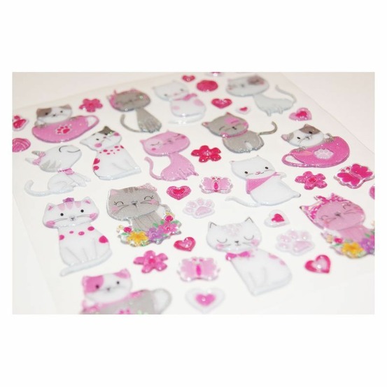 Autocollants 3d - chats gris et blancs - paillettes