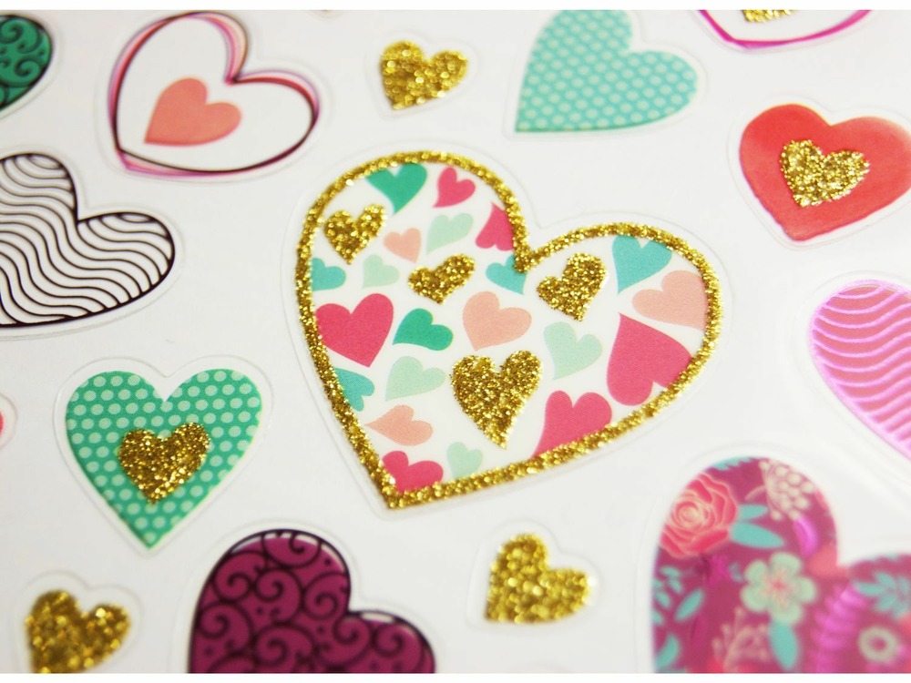 Autocollants - coeur - dorures et paillettes