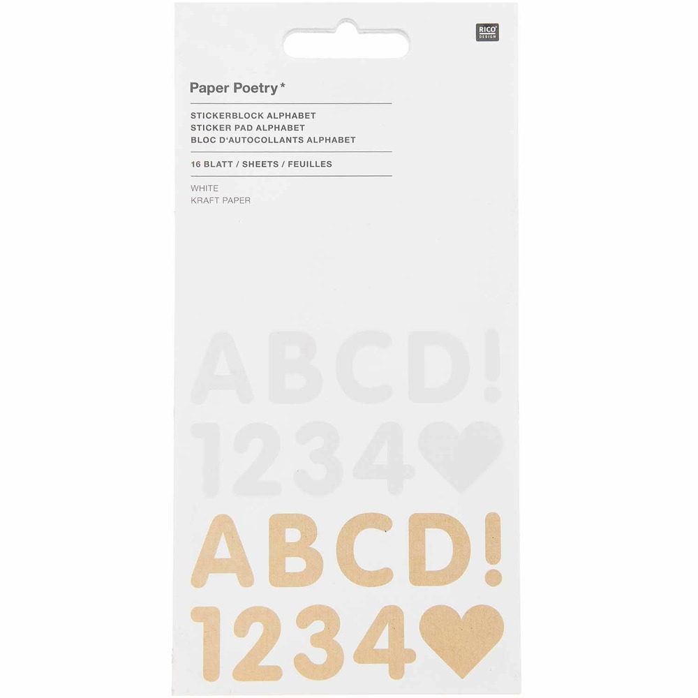 100 autocollants alphabet blanc et kraft